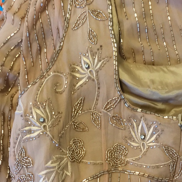 LaBelle 100%SilkBeadedSleevelessFormalGownSz 6, 8 - Picture 6 of 8